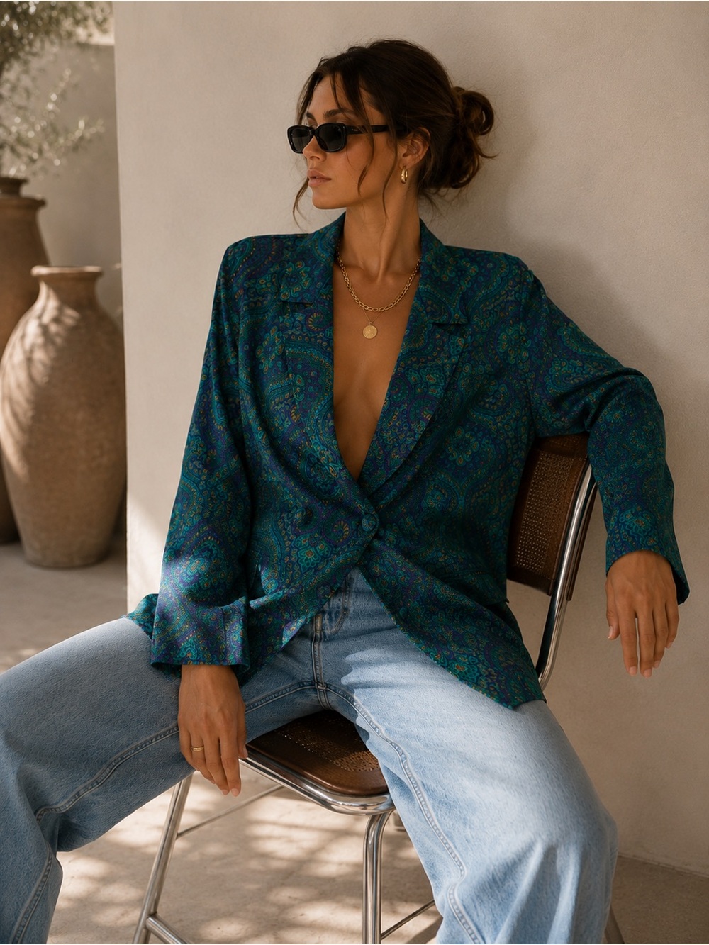 Vintage Victoria’s Secret Gold Label Paisley Blazer Blouse | 90s Jacket L